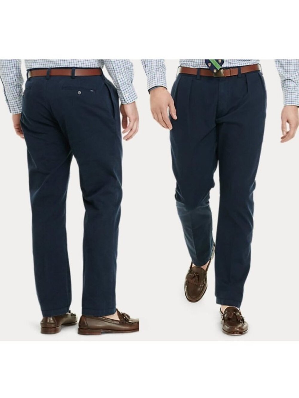 Polo Ralph Lauren Blue Classic Pleated Fit Pants Size 35